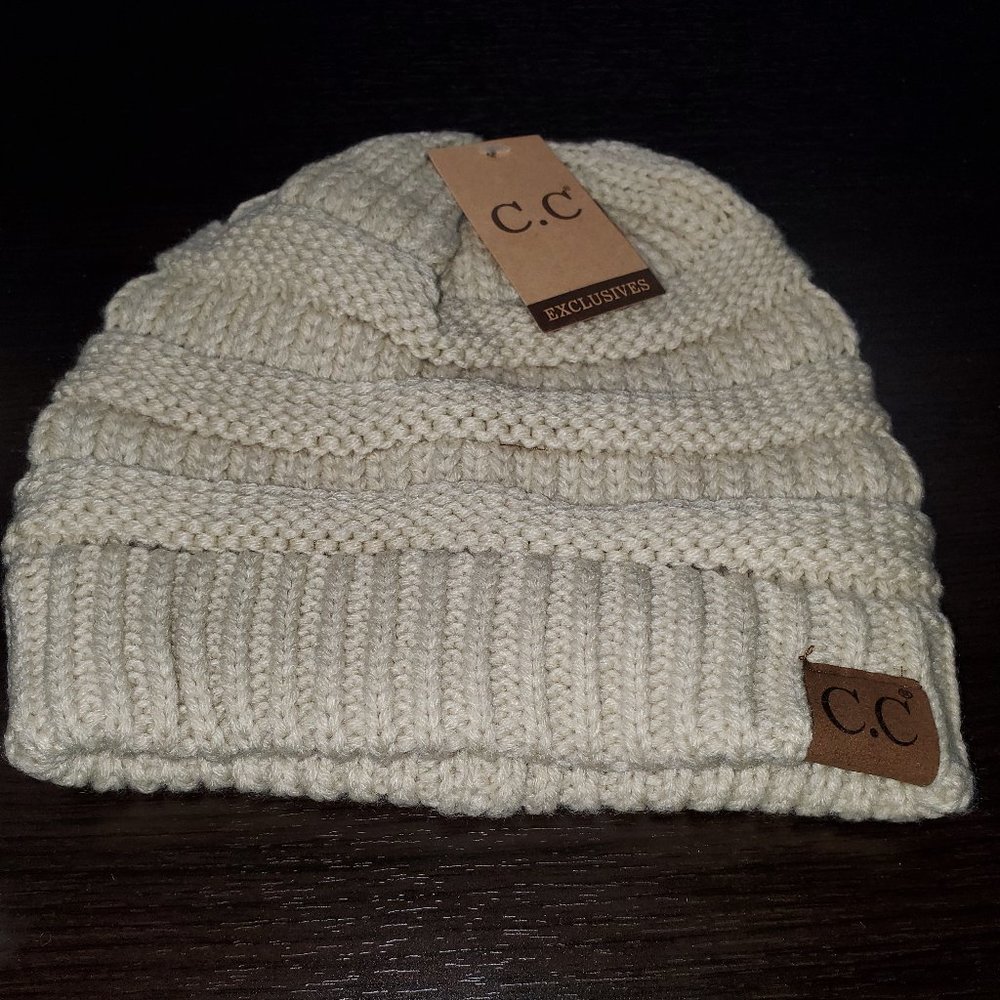 Beige Classic CC Beanie